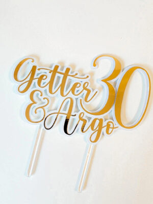 mitmevärviline koogitopper mitmekihiline kihiline tordikaunistus nimega topper nimeline vanusega kuldne valge