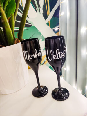 Personaliseeritav personaalne nimeline pokaal oma tekstiga valge must veinipokaal kingitus shampusepokaal