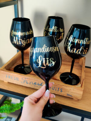 Personaliseeritav personaalne nimeline pokaal oma tekstiga valge must veinipokaal kingitus shampusepokaal