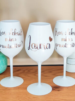 Personaliseeritav personaalne nimeline pokaal oma tekstiga valge must veinipokaal kingitus shampusepokaal