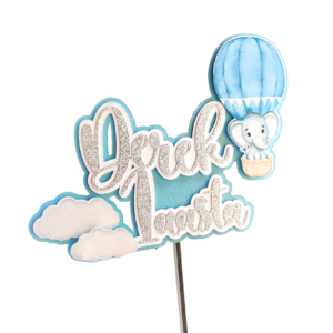 kuumaõhupall elevant koogitopper kaunisttus topper sinine 1 aasta sünnipäev cake topper hot air balloon clouds elephant decoration one year 1st birthday