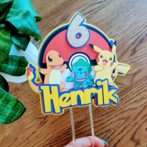 pokemon pikachu charmander bulbasaur koogitopper kaunistus sünnipäev tort personaalne nimega cake topper decoration personal birthday