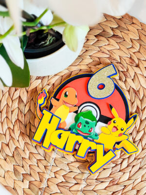pokemon pikachu charmander bulbasaur koogitopper kaunistus sünnipäev tort personaalne nimega torditopper peodkaunistused dekoratsioonid lapsed pidu