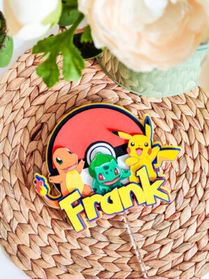 pokemon pikachu charmander bulbasaur koogitopper kaunistus sünnipäev tort personaalne nimega torditopper peodkaunistused dekoratsioonid lapsed pidu