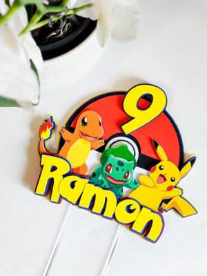pokemon pikachu charmander bulbasaur koogitopper kaunistus sünnipäev tort personaalne nimega torditopper peodkaunistused dekoratsioonid lapsed pidu