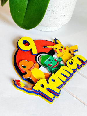 pokemon pikachu charmander bulbasaur koogitopper kaunistus sünnipäev tort personaalne nimega torditopper peodkaunistused dekoratsioonid lapsed pidu