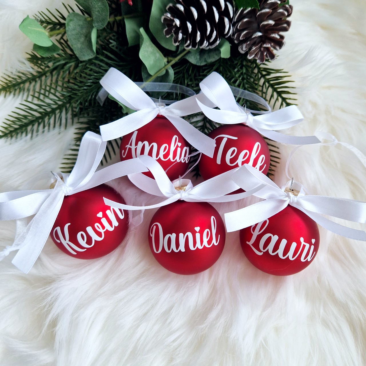 Nimelised matid jõulukuulid 6cm (erinevad värvid) - Image 3
