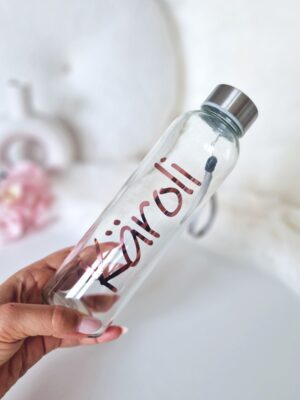 nimeline klaasist pudel kingitus kingiidee