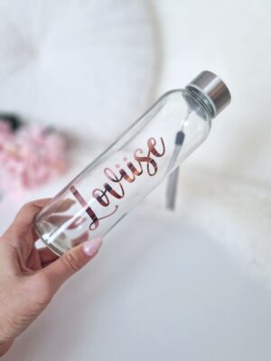 Nimeline klaasist veepudel 500ml