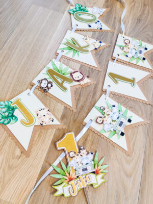 bänner lipukett lipuvanik vanik safari lõvi elevant kaelkirjak troopiline loomad esimene sünnipäev temaatiline bänner peokaunistus dekoratsioon sünnipäev lapsele safari