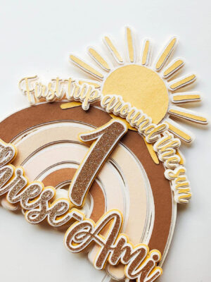 koogitopper tordikaunistus teematopper teemapidu minisünnipäev sünnipäev lapsed peodekoratsioonid peokaunistused kraapsu beebi esimene sünnipäev first trip around the sun boho vikerkaarega vikerkaar päike boheemlaslik