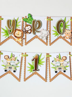 bänner lipukett lipuvanik vanik safari lõvi elevant kaelkirjak troopiline loomad esimene sünnipäev temaatiline bänner peokaunistus dekoratsioon sünnipäev lapsele safari