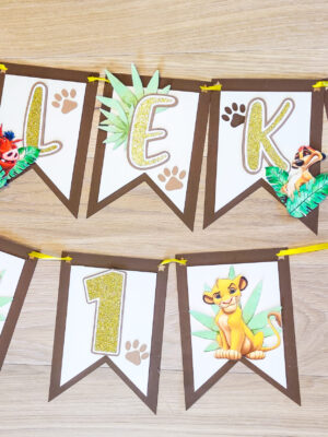 bänner lipukett lipuvanik lapse esimene sünnipäev lõvi kuningas lõvi safari temaatiline peodekoratsioonid