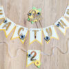 Jänku bänner lipukett lipuvanik vanik tüdrukule esimene sünnipäev temaatiline bänner peokaunistus dekoratsioon sünnipäev lapsele päevalilled mesilased suvi