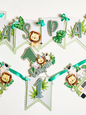 bänner lipukett lipuvanik vanik safari lõvi elevant kaelkirjak troopiline loomadesimene sünnipäev temaatiline bänner peokaunistus dekoratsioon sünnipäev lapsele