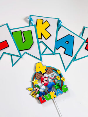 bänner lipukett lipuvanik vanik tüdrukule esimene sünnipäev temaatiline bänner peokaunistus dekoratsioon sünnipäev lapsele poisile Super mario