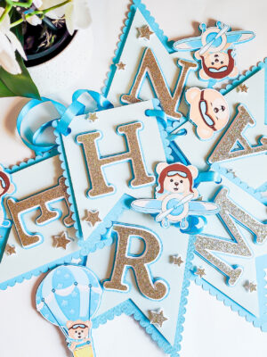 bänner lipukett mitmekihiline värviline lihtne nimeline tekstiga lapsele sünnipäev pidu lapsed mõmmid lendurmõmmid lennuk peodekoratsioonid peokaunistused kaunistused