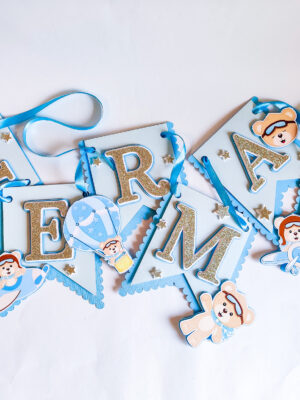 bänner lipukett mitmekihiline värviline lihtne nimeline tekstiga lapsele sünnipäev pidu lapsed mõmmid lendurmõmmid lennuk peodekoratsioonid peokaunistused kaunistused