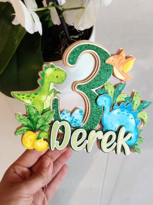 dinode dinosaurusega dinosauruse koogitopper poisile peokaunistus topper torditopper sünnipäeva peodekoratsioon