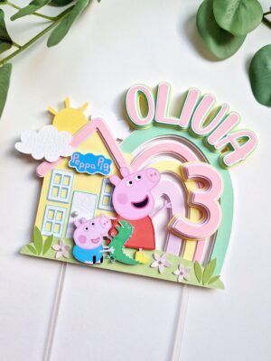 põrsas peppa priidiku ja vikerkaarega tordikaunistus topper tordile