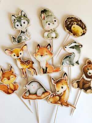 metsloomadega suupistetikud woodland peolaua kaunistus peodekoratsioonid